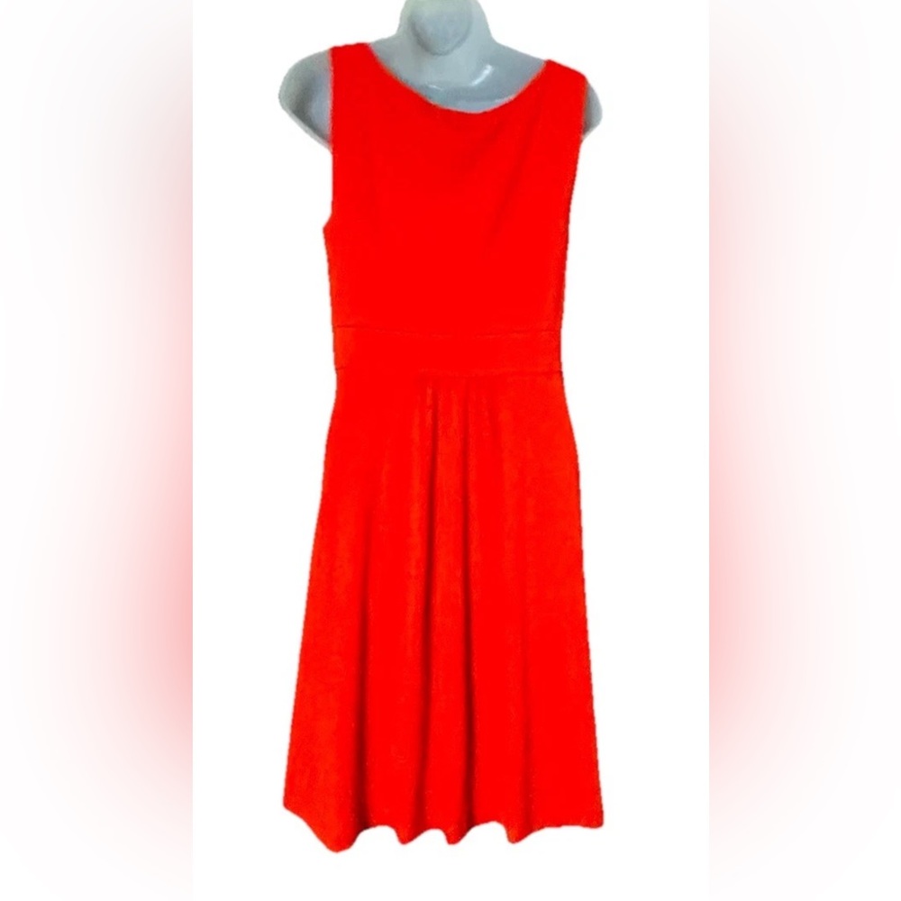Lands’ End Faux Wrap Dress Womens Size Small 6-8 Orange Pima Cotton - Picture 3 of 11